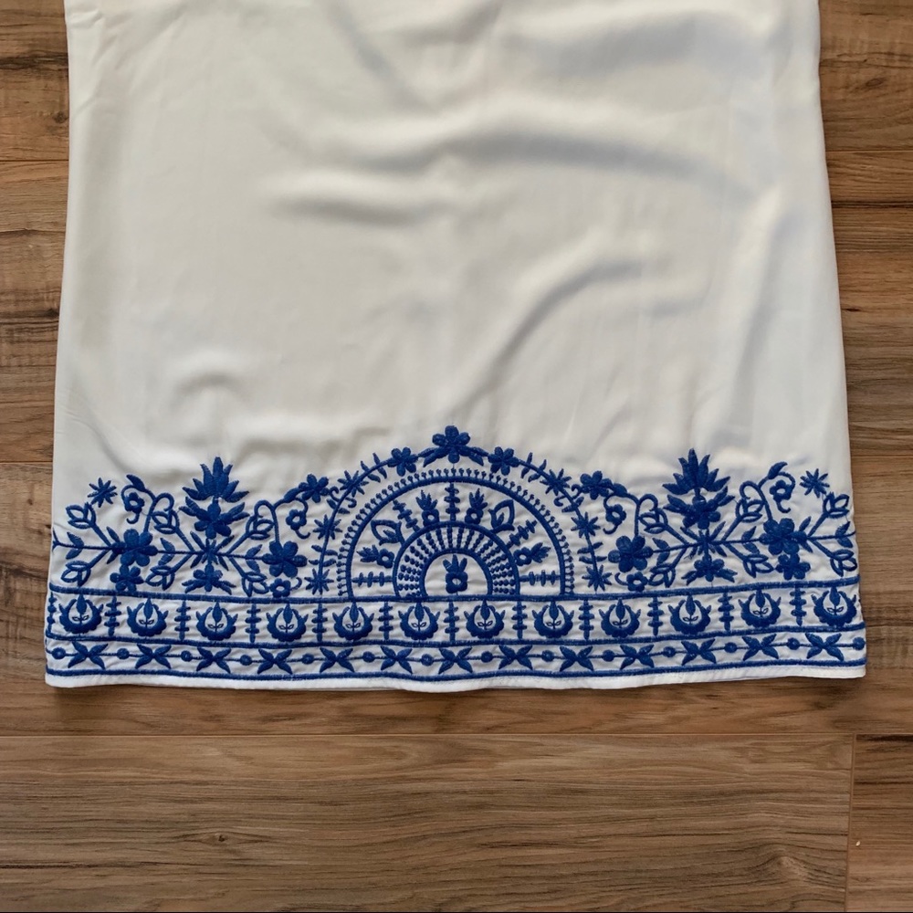 The Impeccable Pig Sleeveless White Dress W/ Blue - Picture 3 of 7
